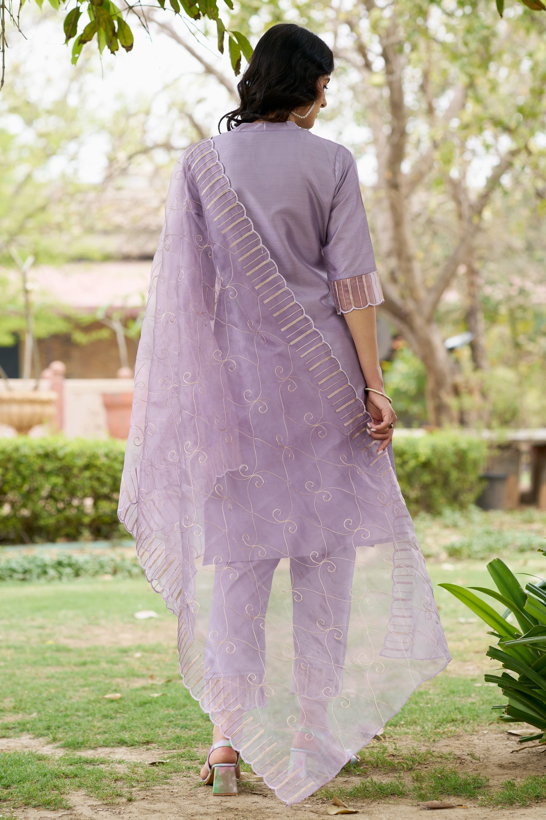 Parampara Silk Blend High Neck Kurta and Trousers Pant Set - FitVibe Fashion