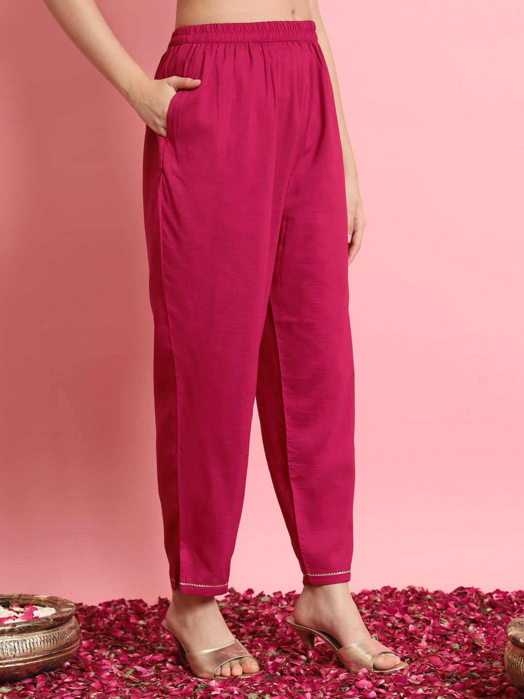 Pink Silk Blend Dori Embroidered Kurta Set - FitVibe Fashion