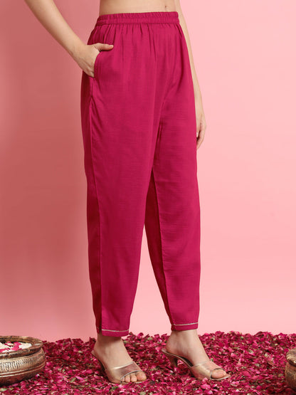 Pink Silk Blend Dori Embroidered Kurta Set - FitVibe Fashion