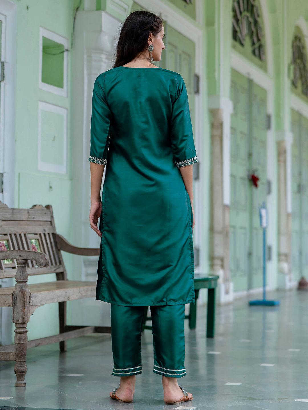 Muskan Silk Blend Embroidered Kurta Set with Dupatta - FitVibe Fashion