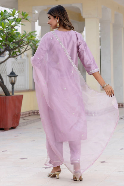 Deepa Silk Blend Embroidered Kurta Set with Dupatta - FitVibe Fashion