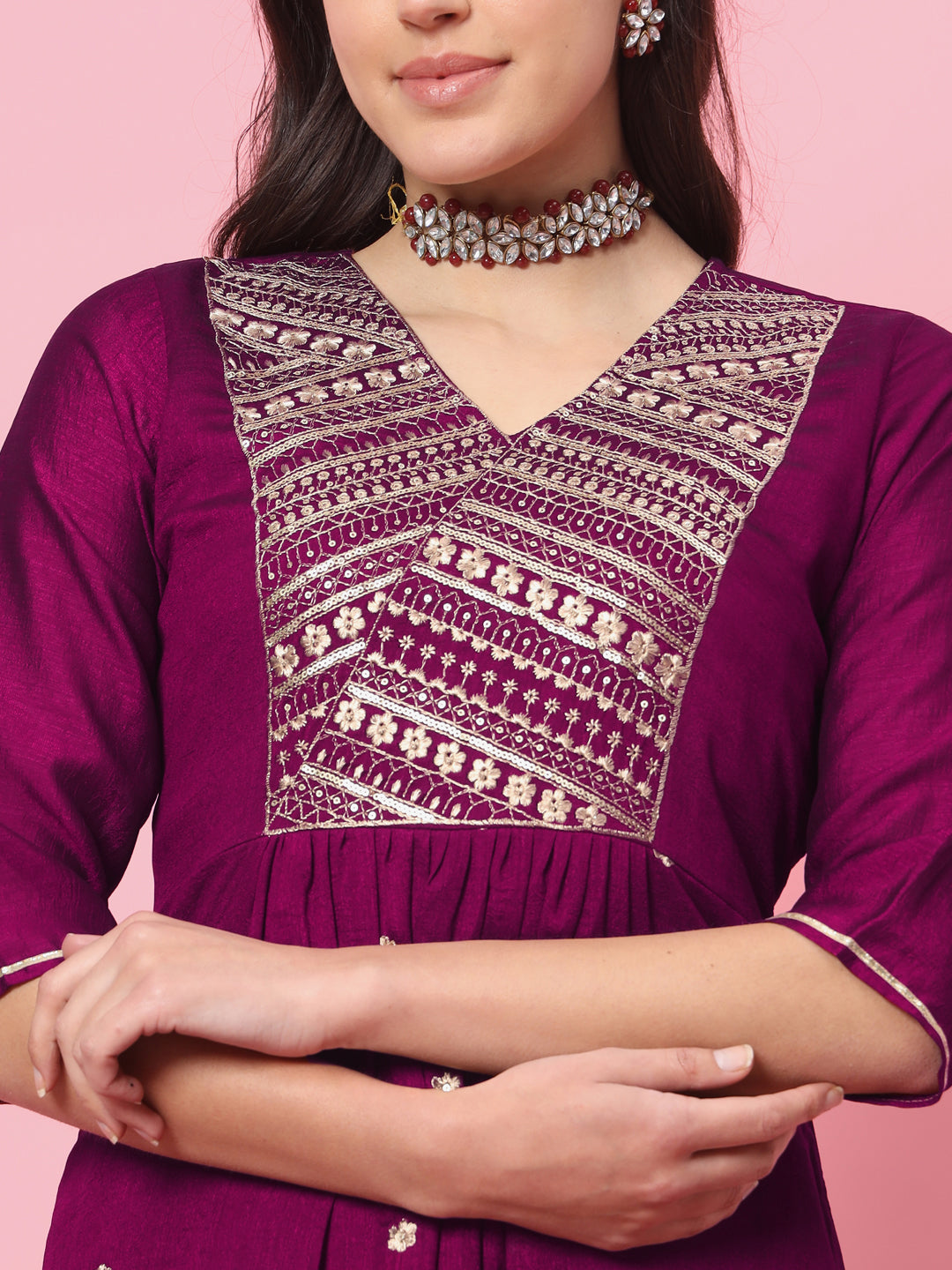 Riwaayat Women Flared Kurta and Trousers Pant Set Silk Blend - FitVibe Fashion