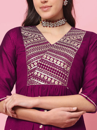 Riwaayat Women Flared Kurta and Trousers Pant Set Silk Blend - FitVibe Fashion