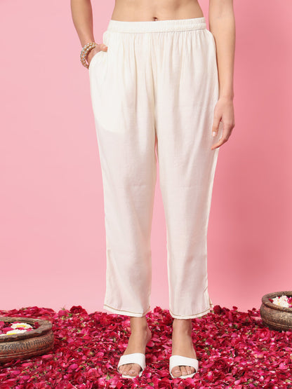 Nazm Women Kurta and Trousers Pant Set Silk Blend - FitVibe Fashion