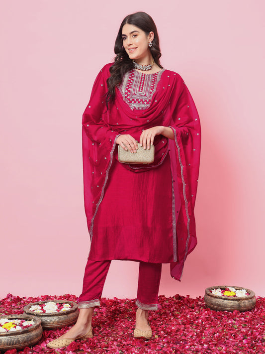 Zehra  Women Kurta and Trousers Pant Set Silk Blend - FitVibe Fashion