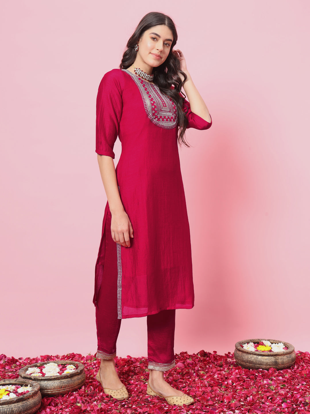 Zehra  Women Kurta and Trousers Pant Set Silk Blend - FitVibe Fashion