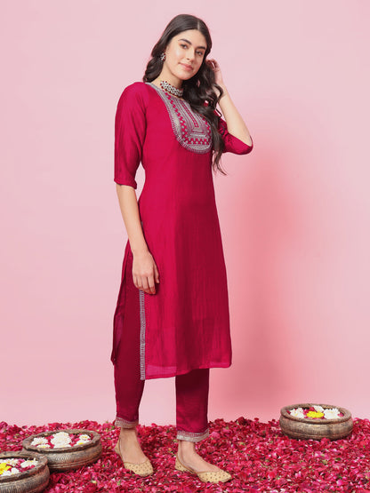 Zehra  Women Kurta and Trousers Pant Set Silk Blend - FitVibe Fashion