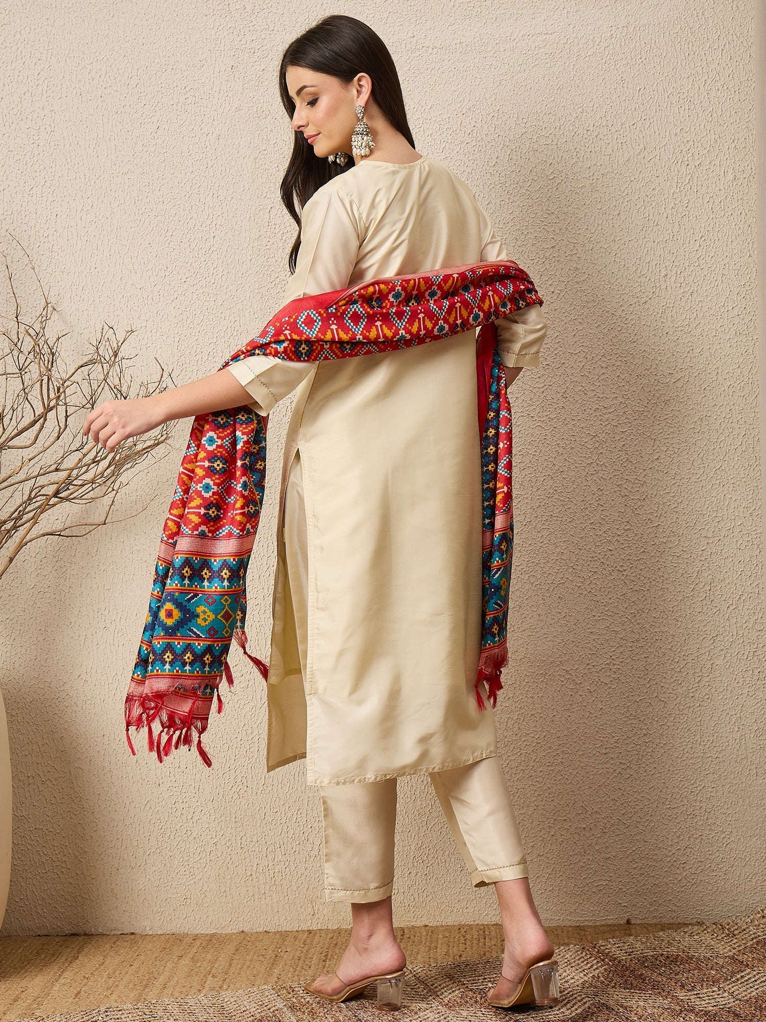 Rangtarang beige Women Kurta and Trousers Pant Set - FitVibe Fashion