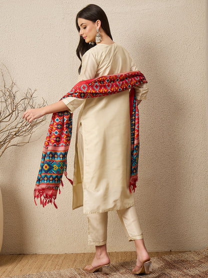 Rangtarang beige Women Kurta and Trousers Pant Set - FitVibe Fashion