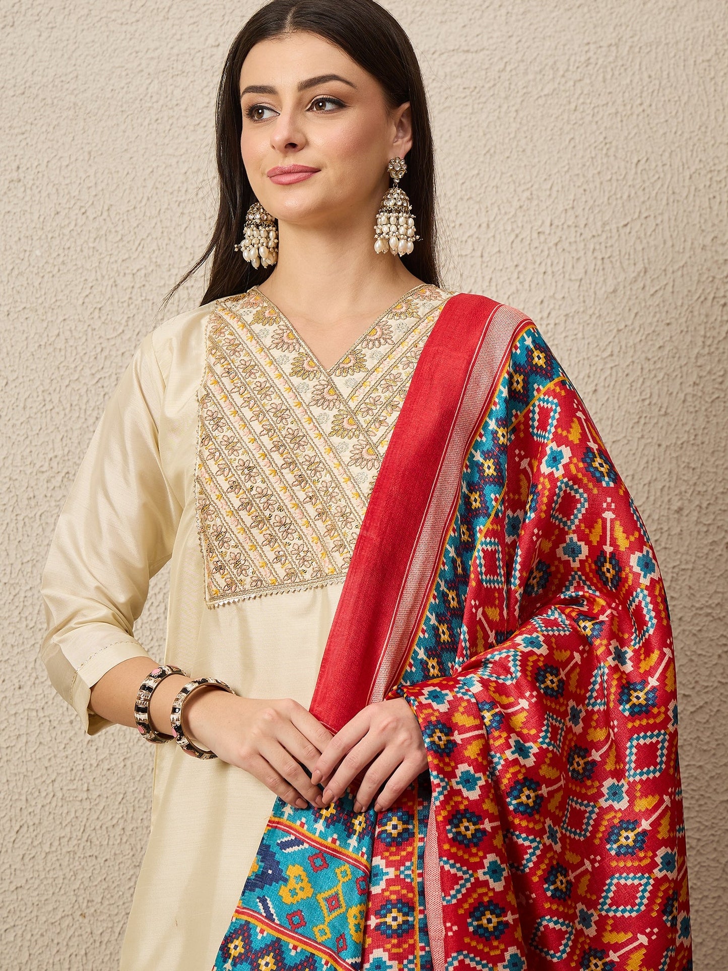 Rangtarang beige Women Kurta and Trousers Pant Set - FitVibe Fashion