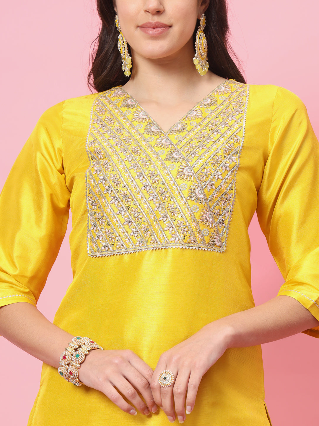 Meherbaan  Women Kurta and Trousers Pant Set Silk Blend - FitVibe Fashion