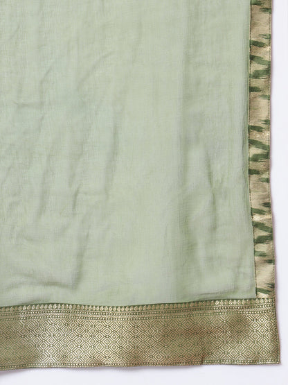 Zariya Flared Kurta and Trousers Pant Set Cotton Silk Blend - FitVibe Fashion