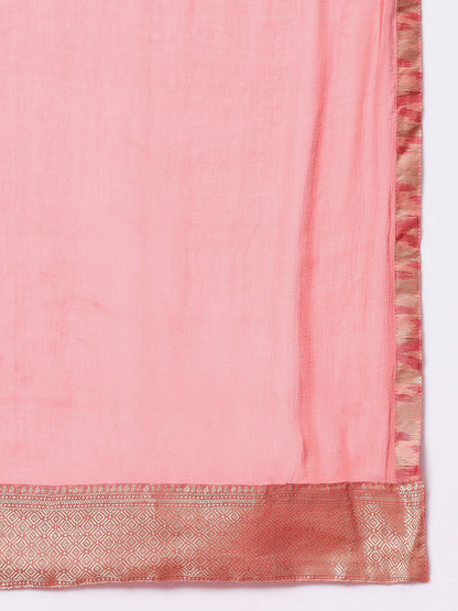 Zariya Flared Kurta and Trousers Pant Set Cotton Silk Blend - FitVibe Fashion