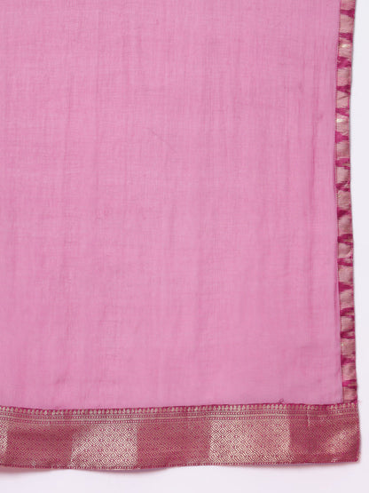 Zariya Flared Kurta and Trousers Pant Set Cotton Silk Blend - FitVibe Fashion