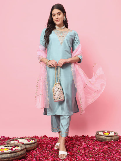 Bandhan Silk Blend Kurta and Trouser Pant Set - FitVibe Fashion