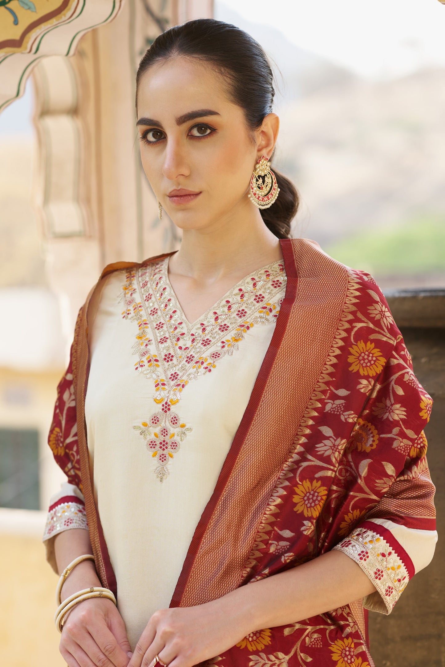 Jeevika Women Kurta and Pant Sets Silk Blend Fabric - FitVibe Fashion