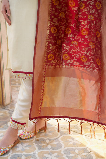 Jeevika Women Kurta and Pant Sets Silk Blend Fabric - FitVibe Fashion