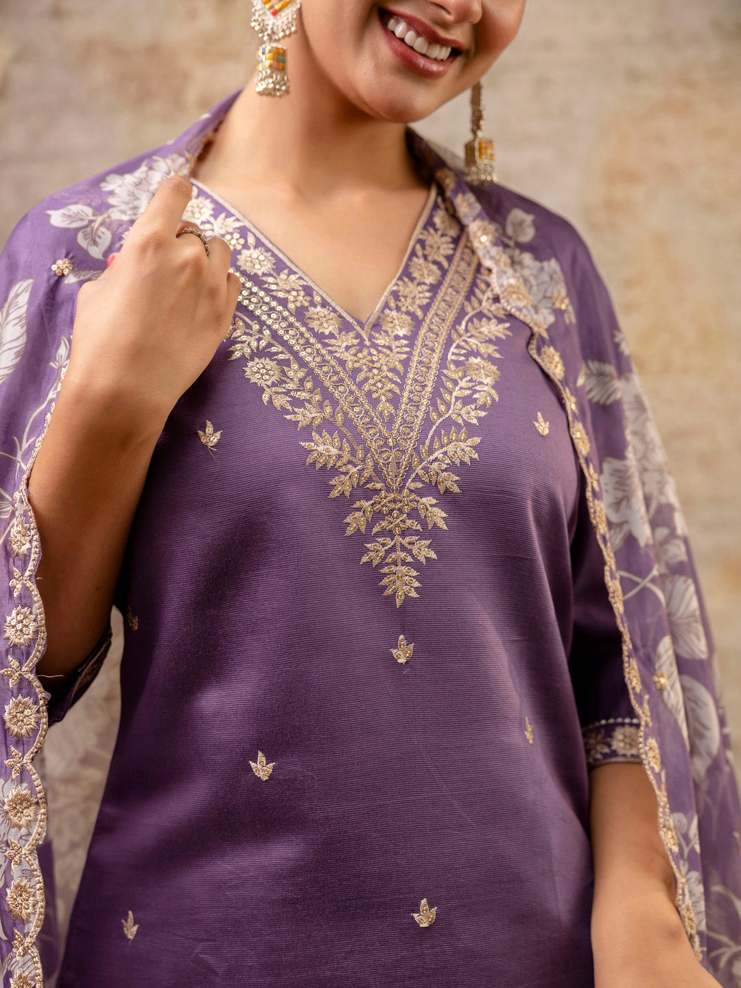 Astha Embroidered Silk Blend Straight Suit With Dupatta - FitVibe Fashion