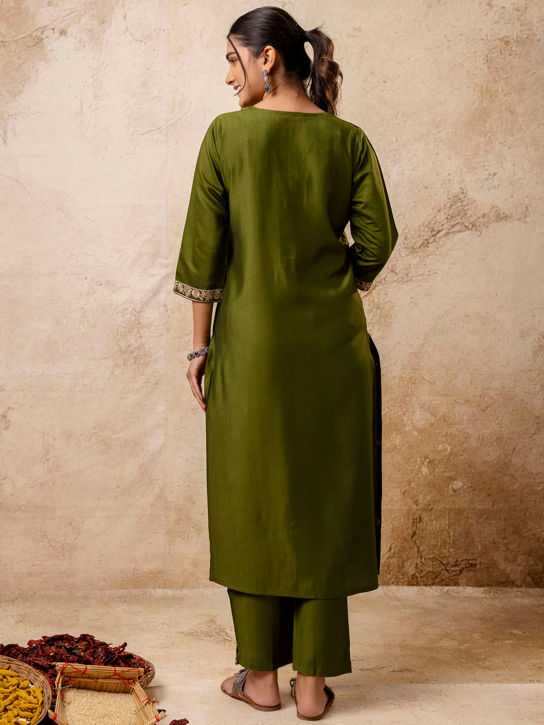 Basudha Embroidered Silk Blend Straight Suit With Dupatta - FitVibe Fashion