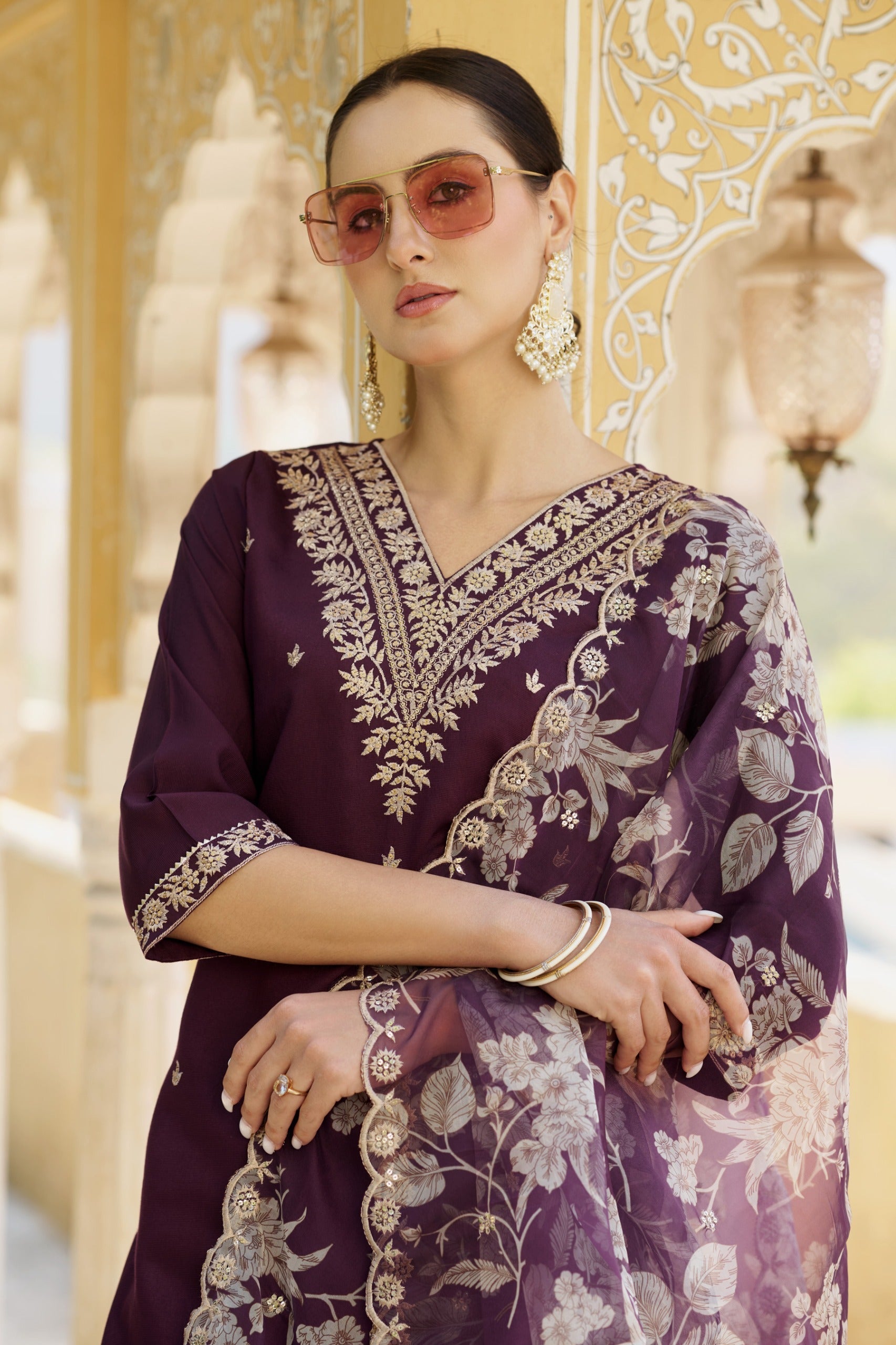 Sanskruti Embroidered Silk Blend Straight Suit With Dupatta - FitVibe Fashion