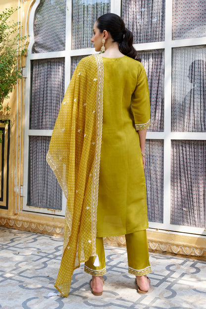Tridevi Embroidered Silk Blend Straight Suit With Dupatta - FitVibe Fashion