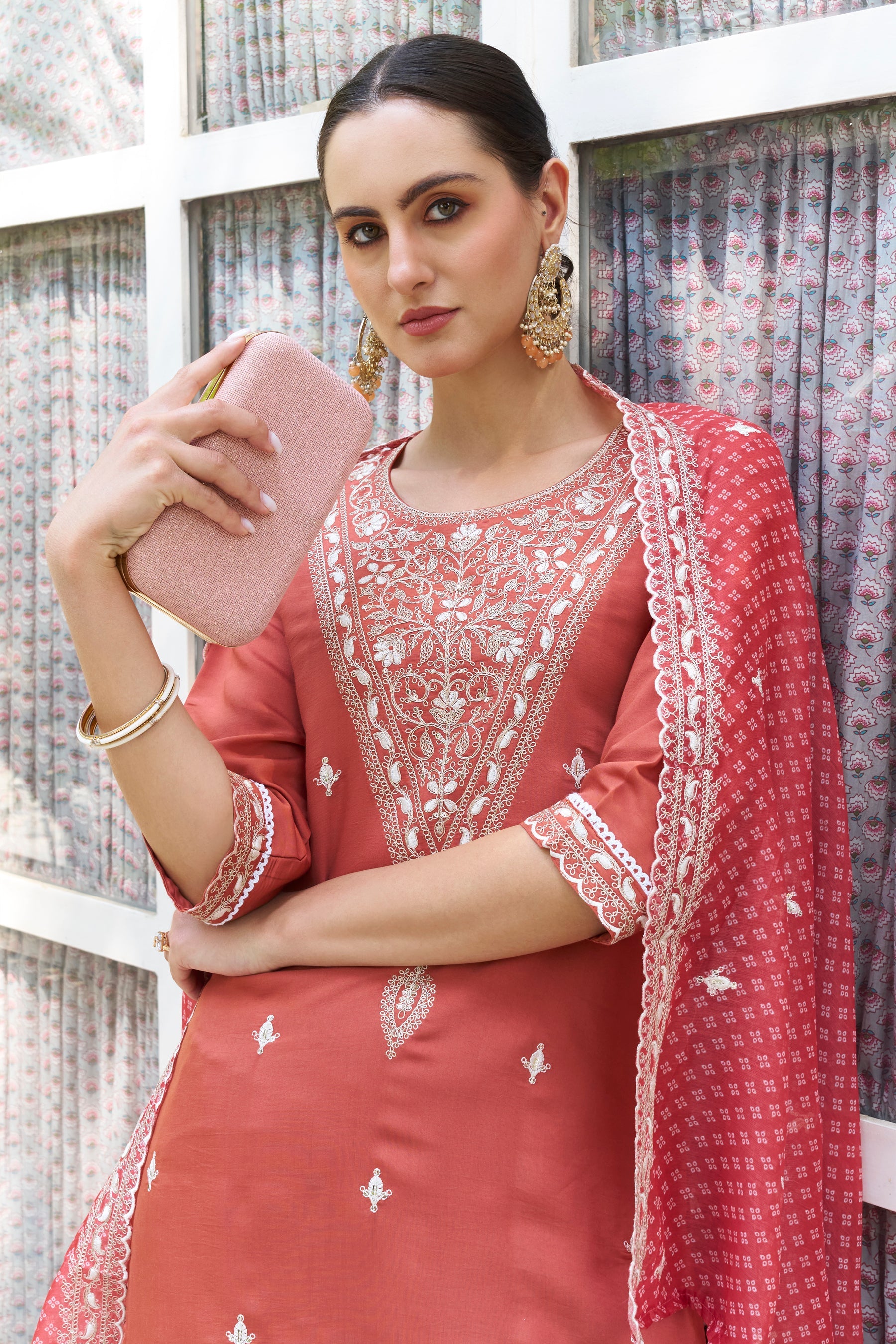 Chandrika Embroidered Silk Blend Straight Suit With Dupatta - FitVibe Fashion