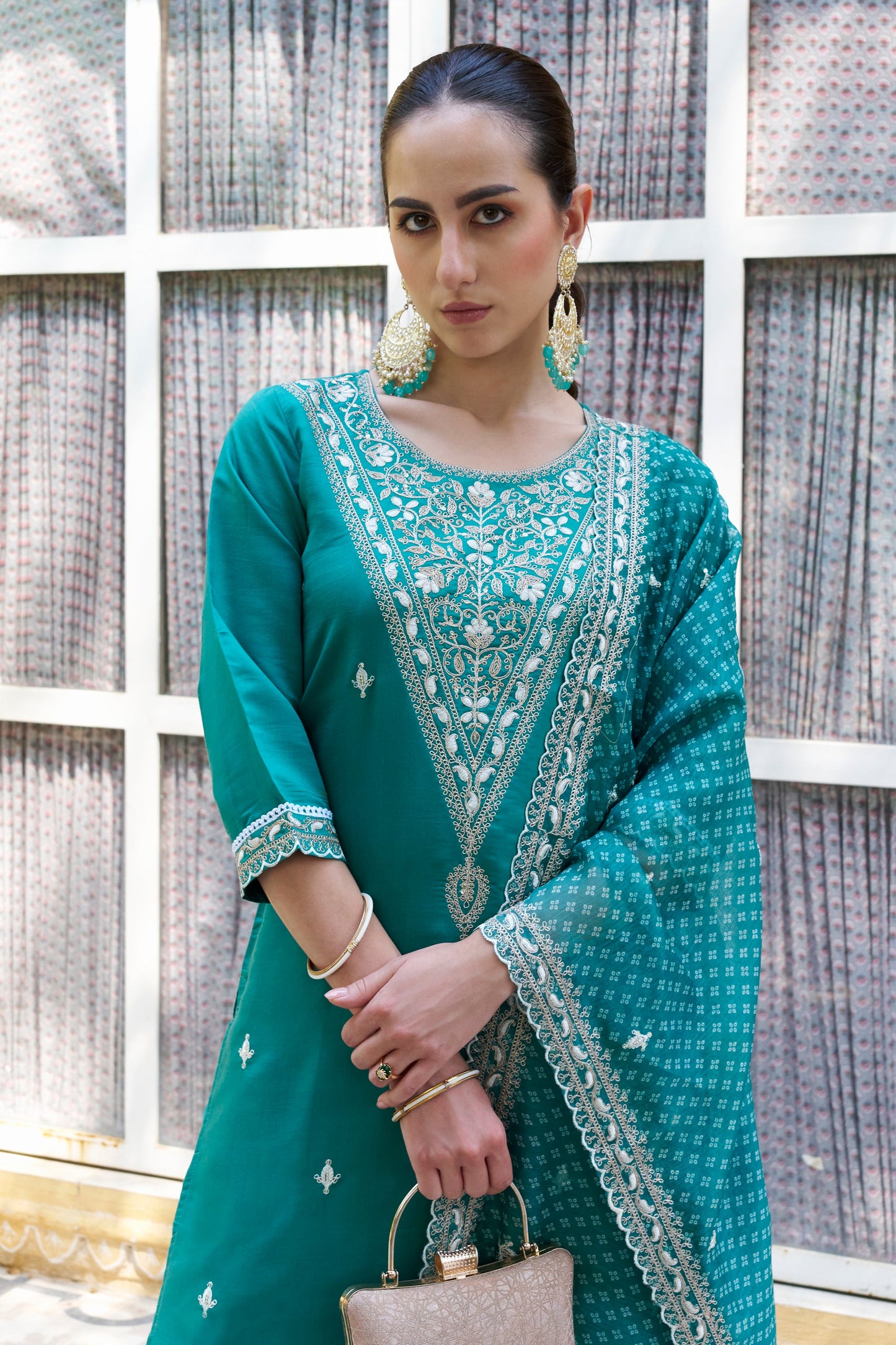 Surabhi Embroidered Silk Blend Straight Suit With Dupatta - FitVibe Fashion