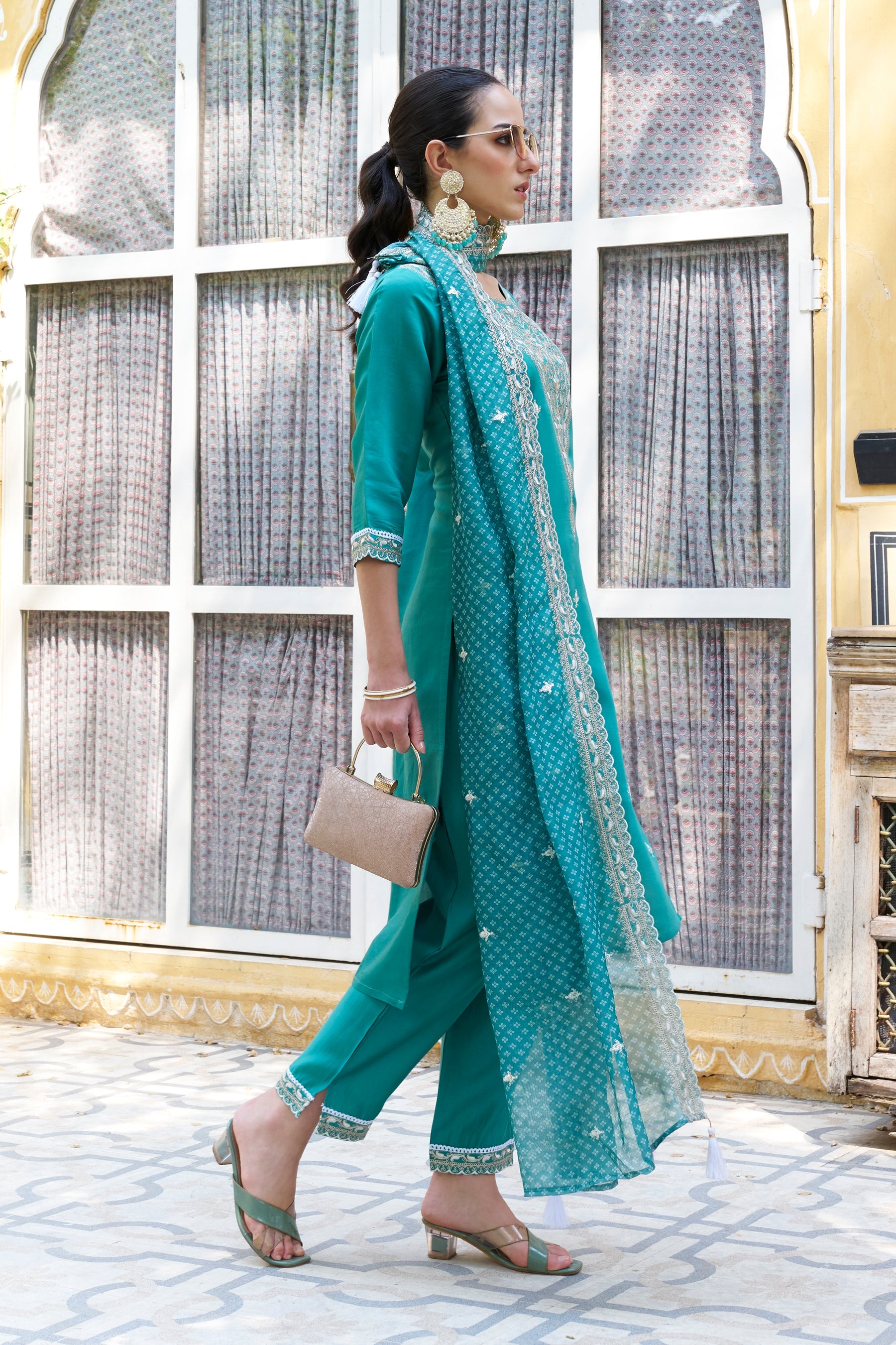 Surabhi Embroidered Silk Blend Straight Suit With Dupatta - FitVibe Fashion