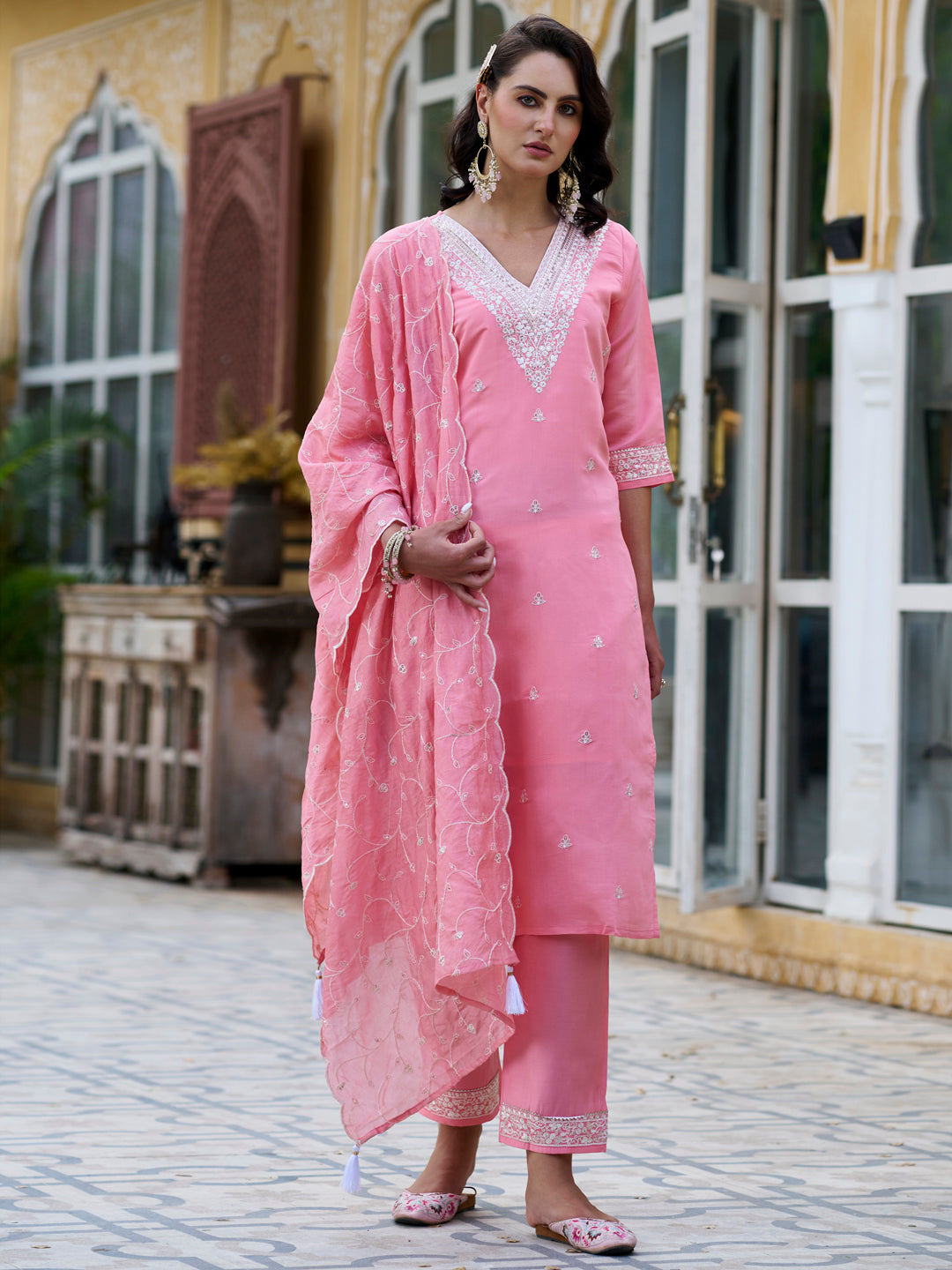 Trishna Women Kurta and Pant Sets Silk Blend Fabric - FitVibe Fashion