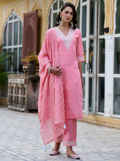 Trishna Women Kurta and Pant Sets Silk Blend Fabric - FitVibe Fashion