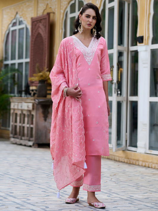 Trishna Women Kurta and Pant Sets Silk Blend Fabric - FitVibe Fashion