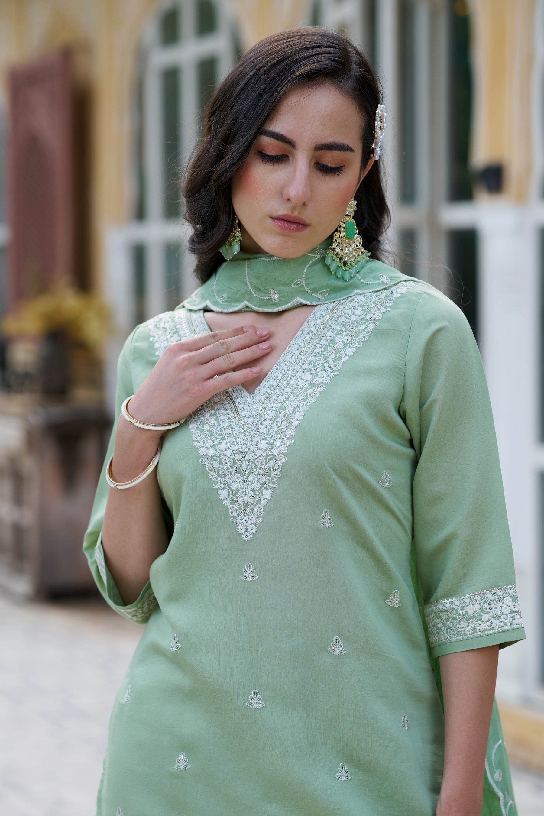 Meera Women Kurta and Pant Sets Silk Blend Fabric - FitVibe Fashion