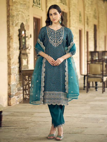 Chaitra Women Kurta and Pant Sets Muslin Print Fabric - FitVibe Fashion