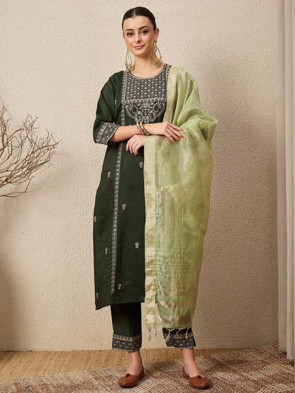 Bhakti green Women Viscose Rayon suit Set - FitVibe Fashion
