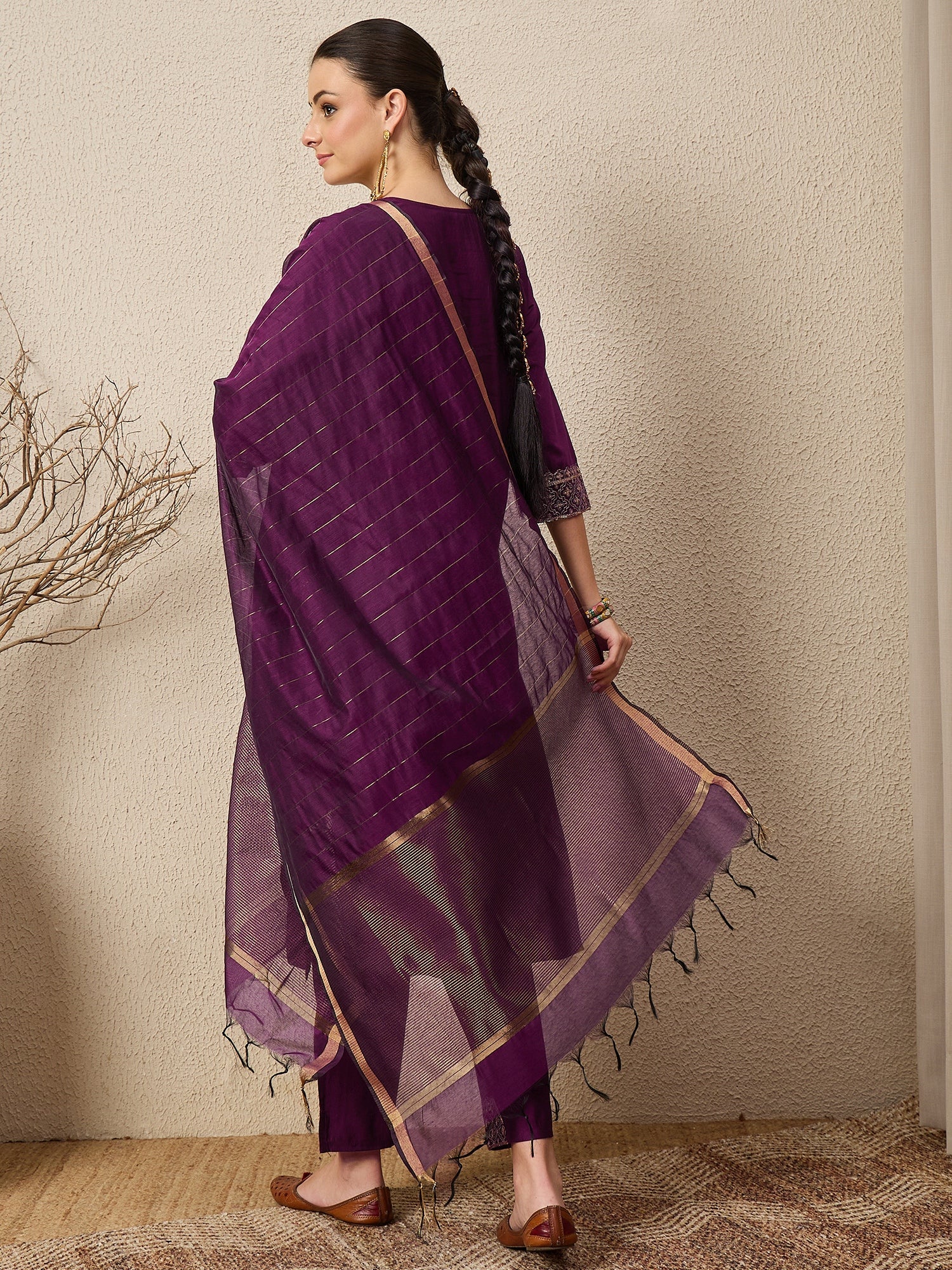 ChamakRaag Purple Women Viscose Rayon suit Set - FitVibe Fashion