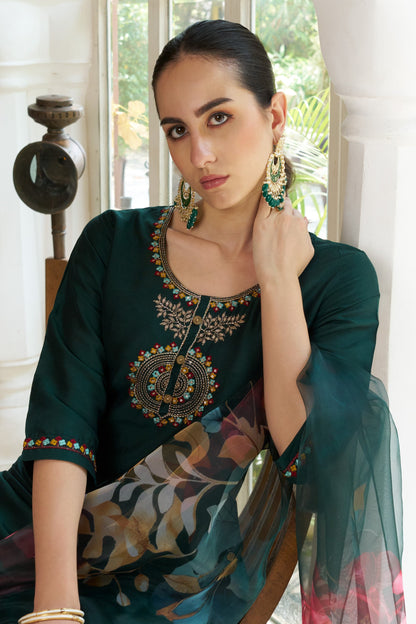 Diya Women Kurta and Pant Sets Cotton Silk Fabric - FitVibe Fashion