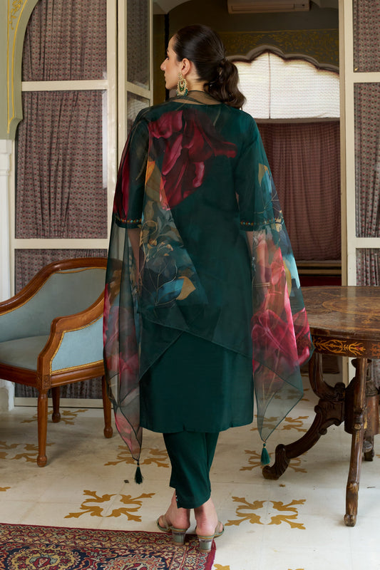 Diya Women Kurta and Pant Sets Cotton Silk Fabric - FitVibe Fashion