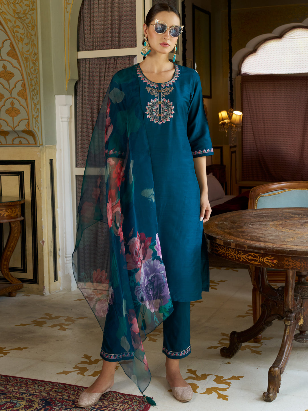 Bhoomi Women Kurta and Pant Sets Cotton Silk Fabric - FitVibe Fashion