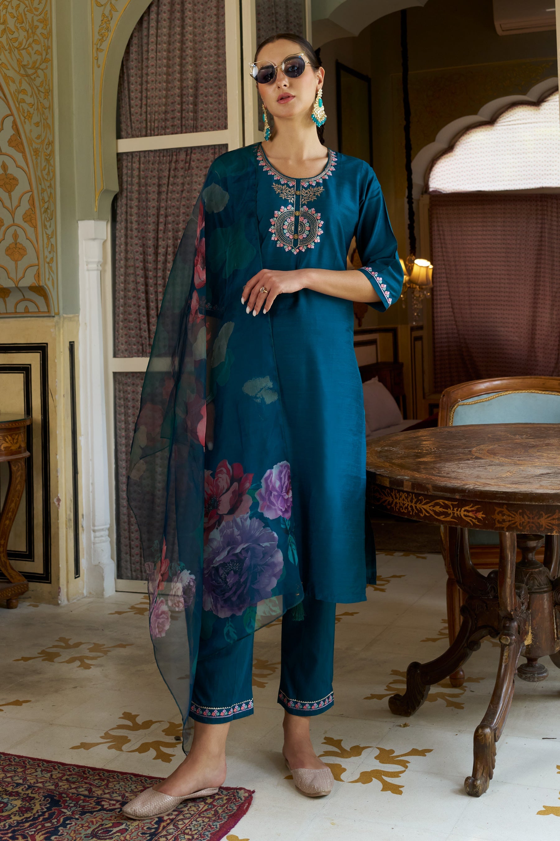 Bhoomi Women Kurta and Pant Sets Cotton Silk Fabric - FitVibe Fashion