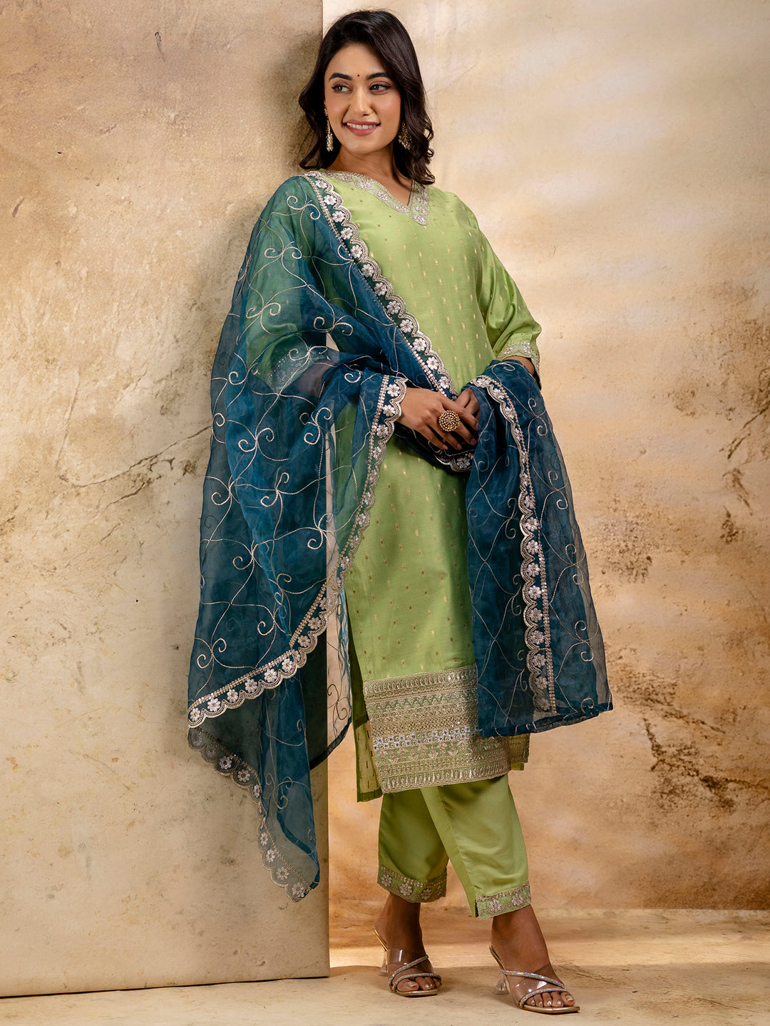 Chitralekha Chanderi Silk Blend Kurta Set - FitVibe Fashion