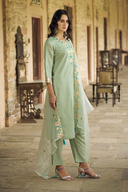 Sanskriti Women Kurta and Pant Sets Viscos Roman Silk Fabric - FitVibe Fashion