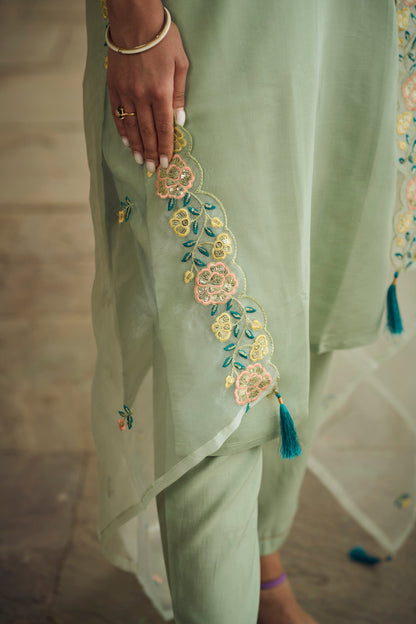 Sanskriti Women Kurta and Pant Sets Viscos Roman Silk Fabric - FitVibe Fashion