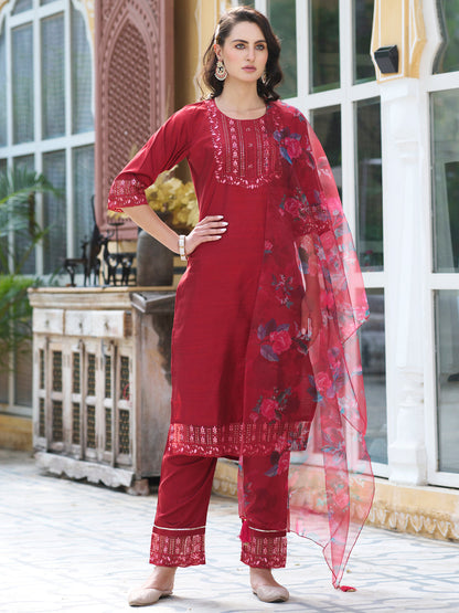 Rajbhoomi Women Kurta and Pant Sets Cotton Silk Fabric - FitVibe Fashion