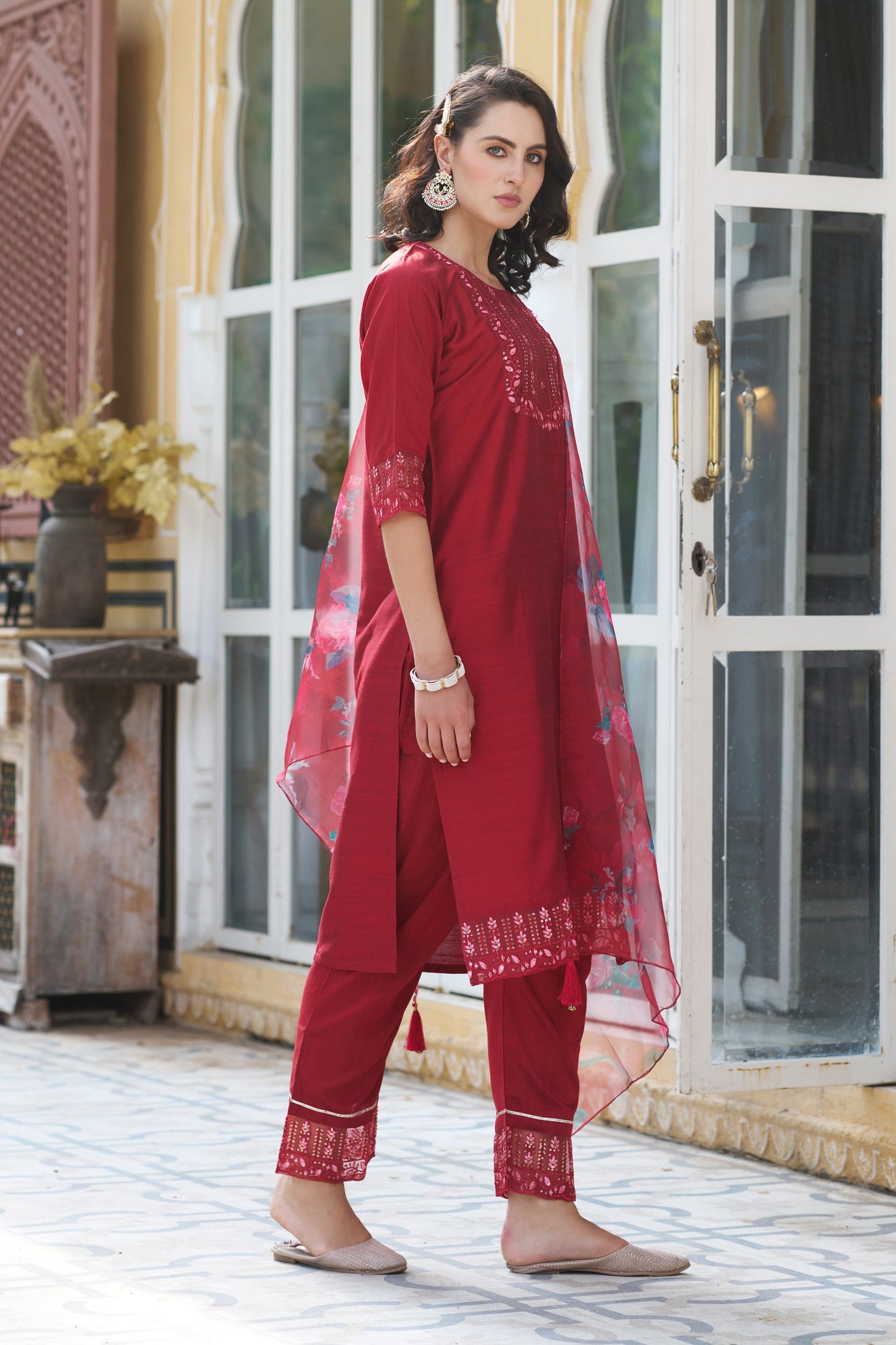 Rajbhoomi Women Kurta and Pant Sets Cotton Silk Fabric - FitVibe Fashion