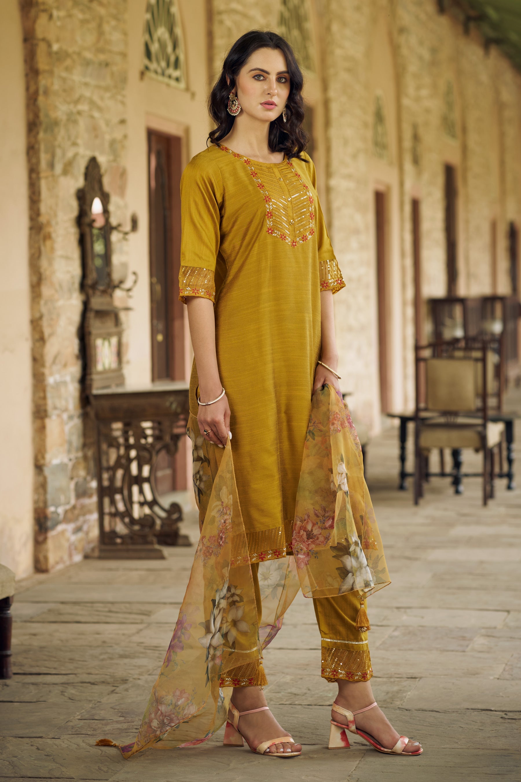 Swarnika Women Kurta and Pant Sets Cotton Silk Fabric - FitVibe Fashion