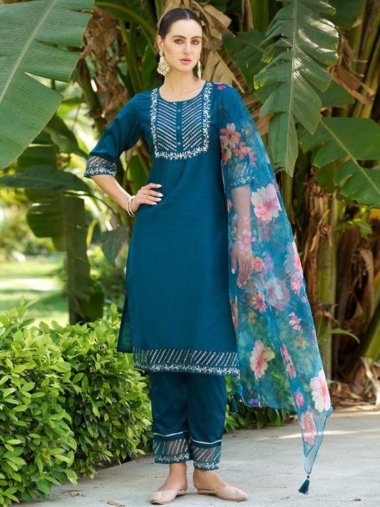 Riwaayat Women Kurta and Pant Sets Cotton Silk Fabric - FitVibe Fashion