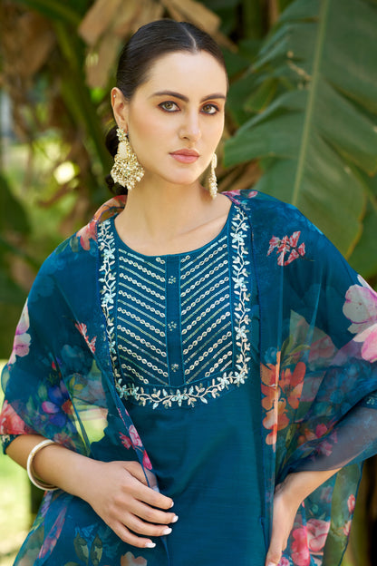 Riwaayat Women Kurta and Pant Sets Cotton Silk Fabric - FitVibe Fashion