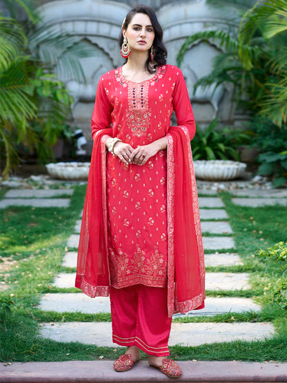 Kalpana Women Kurta and Pant Sets Dupatta Viscose Rayon Silk Blend with Handwork - FitVibe Fashion