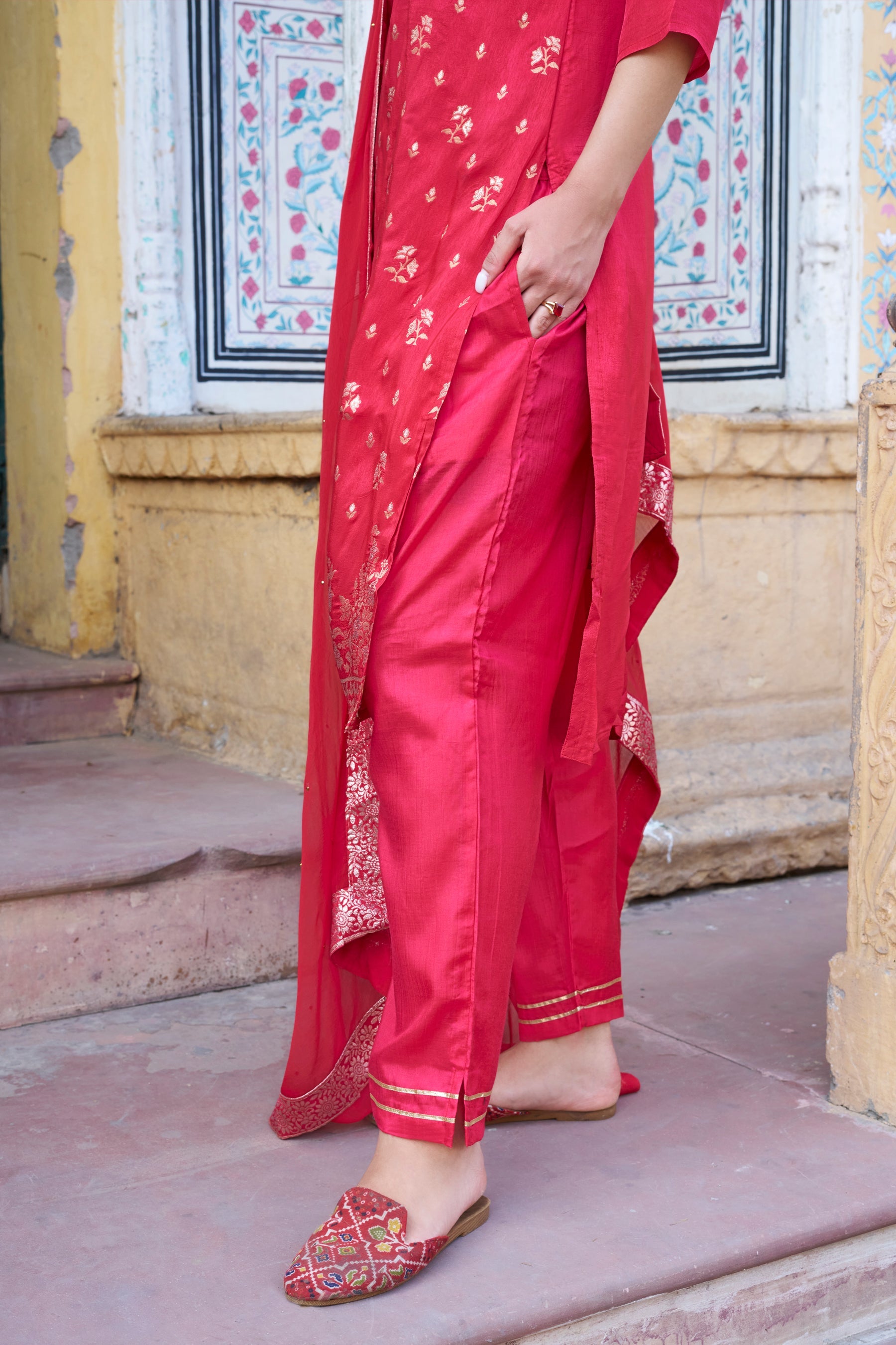 Kalpana Women Kurta and Pant Sets Dupatta Viscose Rayon Silk Blend with Handwork - FitVibe Fashion