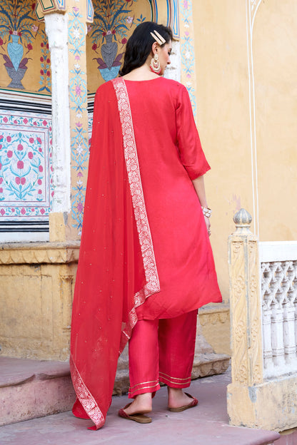 Kalpana Women Kurta and Pant Sets Dupatta Viscose Rayon Silk Blend with Handwork - FitVibe Fashion